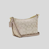 COACH Zip Top Crossbody Bag In Signature Canvas Champagne Multi CW338