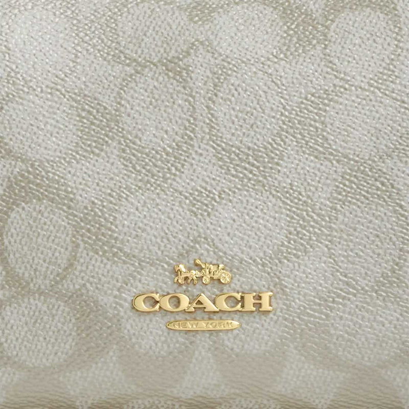 COACH Zip Top Crossbody Bag In Signature Canvas Champagne Multi CW338