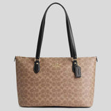 COACH Gallery Tote Bag In Signature Canvas Tan/Black CW381