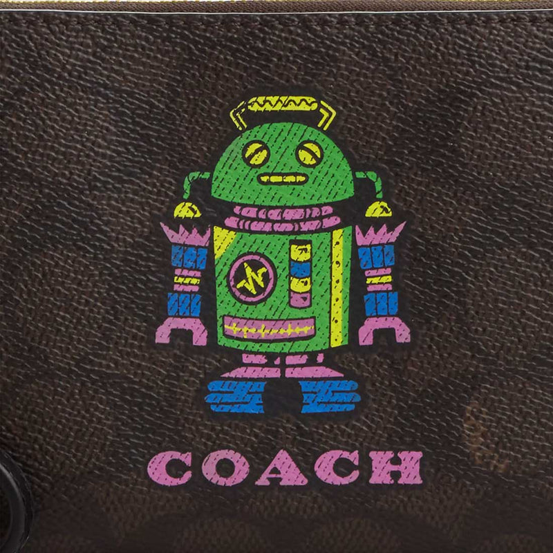 COACH Corner Zip Wristlet In Signature Canvas With Robot Print CW868