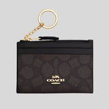 COACH Mini Skinny ID Case In Signature Canvas Walnut/Black CW870