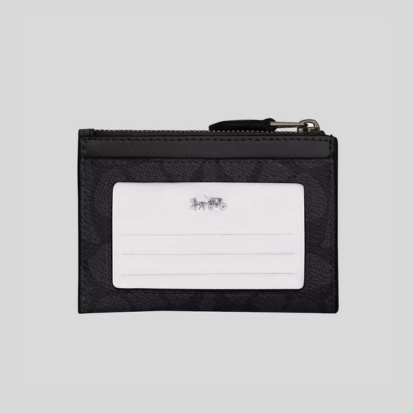 COACH Mini Skinny ID Case In Signature Canvas Charcoal/Black CW870