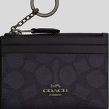 COACH Mini Skinny ID Case In Signature Canvas Charcoal/Black CW870