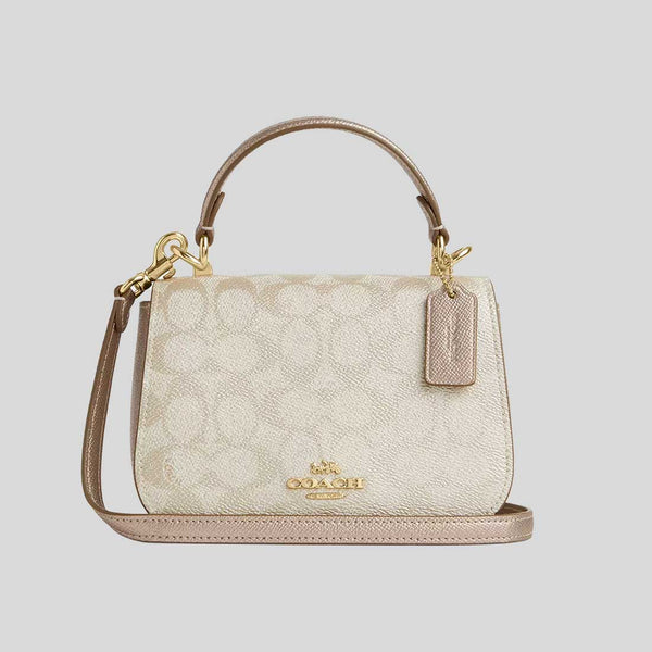 COACH Lysa Top Handle Bag In Signature Canvas Champagne Multi CX576