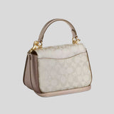 COACH Lysa Top Handle Bag In Signature Canvas Champagne Multi CX576