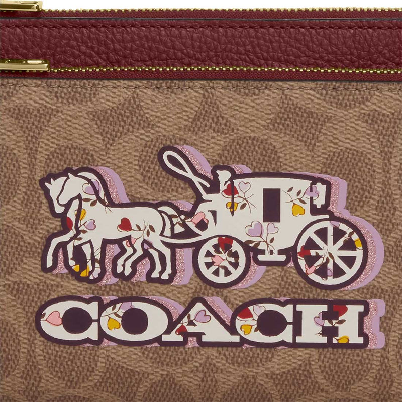 COACH Double Zip Wallet In Signature Canvas With Horse And Carriage Print CX590