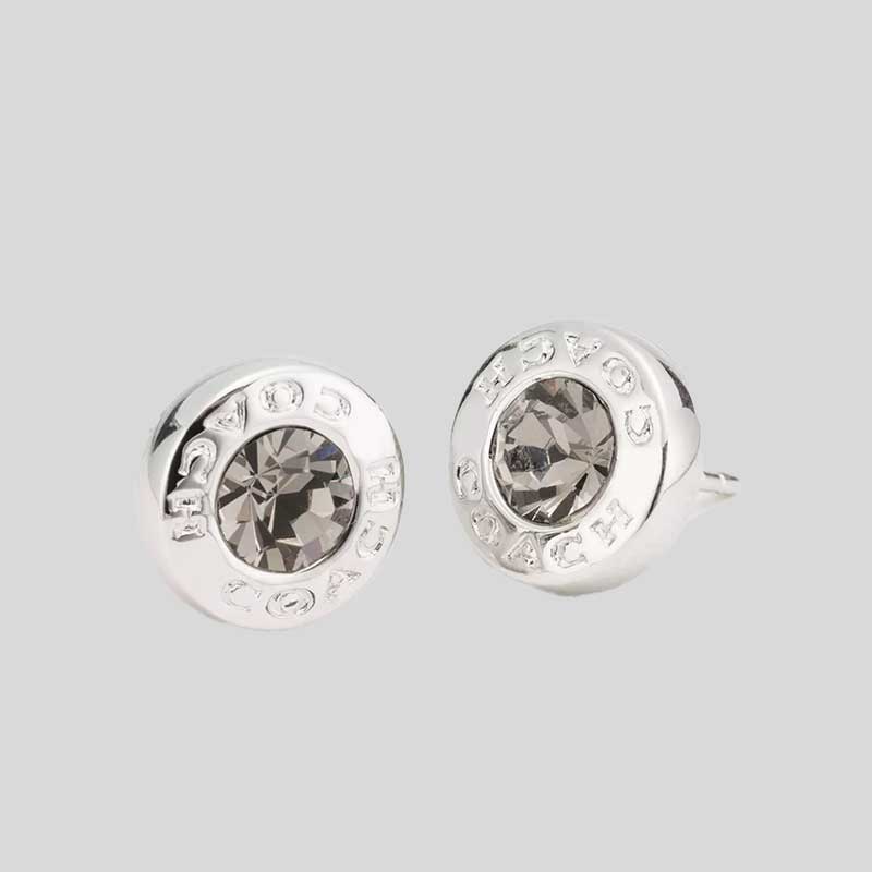 COACH Open Circle Stone Stud Earrings Silver F54516 lussocittà lusso citta