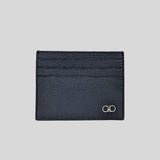 FERRAGAMO Men's Tall Leather Card Case Dark Blue 660983