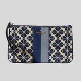 KATE SPADE Everything Spade Flower Jacquard Medium Wristlet Blue Multi KE632