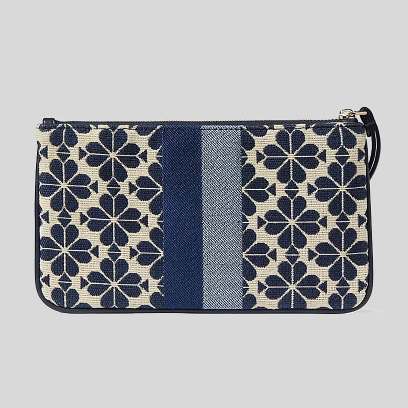 KATE SPADE Everything Spade Flower Jacquard Medium Wristlet Blue Multi KE632