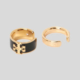 TORY BURCH Kira Enamel Ear Cuff Set Tory Gold Black 157209