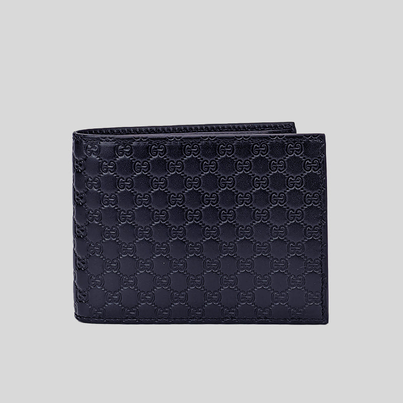 GUCCI Men's Microguccissima GG Logo Leather Bifold Wallet With ID Slot Navy 217044 lussocitta lusso citta