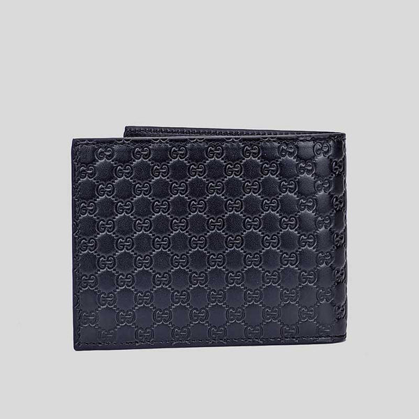 GUCCI Men's Microguccissima GG Logo Leather Bifold Wallet With ID Slot Navy 217044