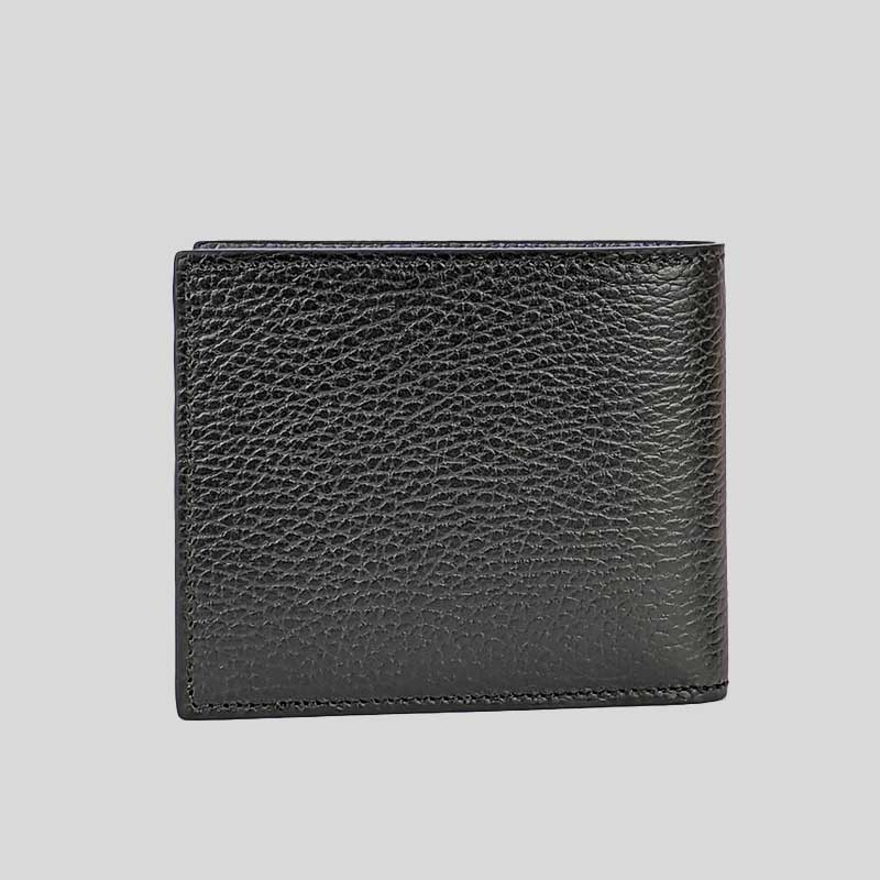 GUCCI Men's Leather Bifold Wallet With Interlock GG Logo Black 610464