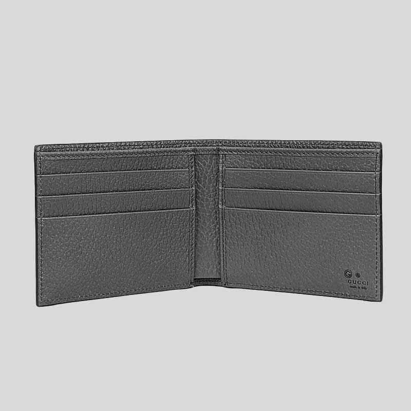 GUCCI Men's Leather Bifold Wallet With Interlock GG Logo Black 610464