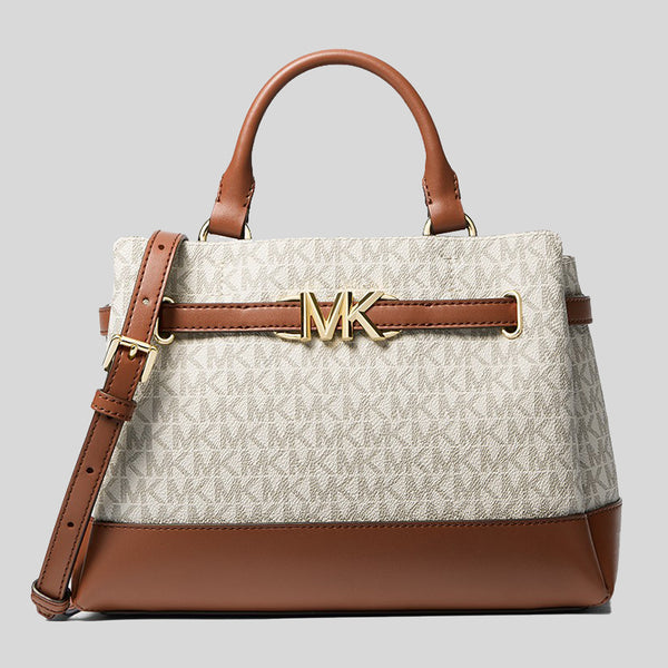 MICHAEL KORS Reed Small Logo Canvas Belted Satchel Vanilla 35S3G6RS1B