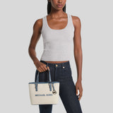 MICHAEL KORS Jet Set Travel Extra-Small Canvas Top-Zip Tote Bag Denim 35S4STVT0C