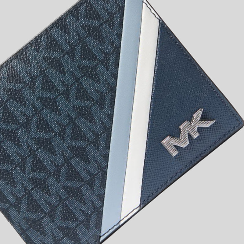 MICHAEL KORS Rivington Striped Logo Billfold Wallet With Coin Pouch Pale Blue 36F4LRVF3L