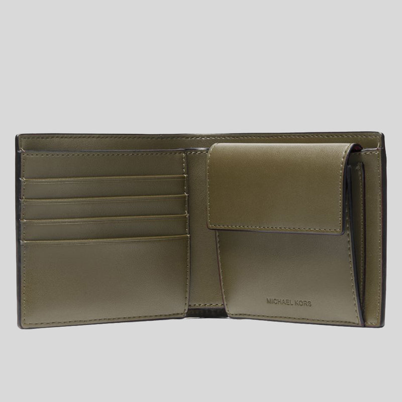 MICHAEL KORS Rivington Leather Billfold Wallet With Coin Pouch Olive 36F4LRVF3U