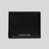 MICHAEL KORS Cooper Pebbled Leather Billfold Wallet With Coin Pouch Black 36T4LCOF3L