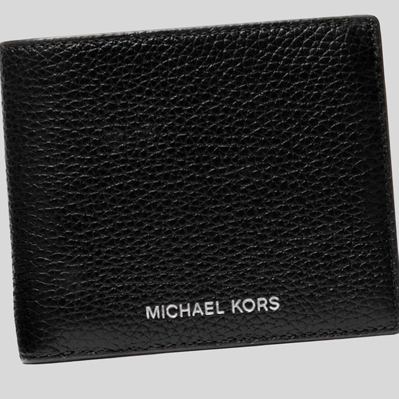 MICHAEL KORS Cooper Pebbled Leather Billfold Wallet With Coin Pouch Black 36T4LCOF3L