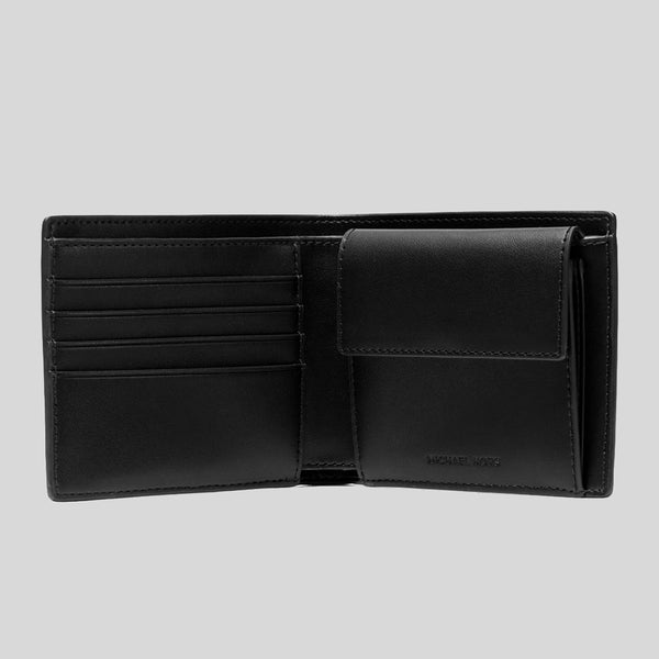 MICHAEL KORS Cooper Pebbled Leather Billfold Wallet With Coin Pouch Black 36T4LCOF3L