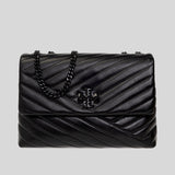 Tory Burch Kira Chevron Convertible Shoulder Bag Black 90857 lussocitta lusso città