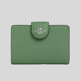 COACH Medium Corner Zip Wallet In Crossgrain Leather Soft Green 6390