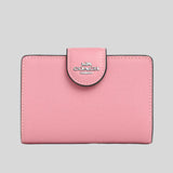 COACH Medium Corner Zip Wallet In Crossgrain Leather Flower Pink 6390