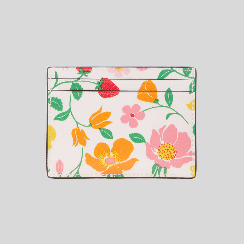 KATE SPADE Boxed Madison Strawberry Garden Small Slim Card Holder Pink Multi KG628