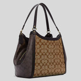 COACH Kristy Shoulder Bag In Blocked Signature Canvas Khaki Brown Multi C6831