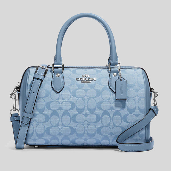 Coach Rowan Satchel In Signature Chambray Cornflower Multi CH141