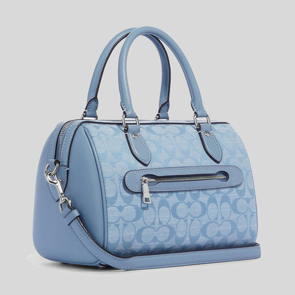 Coach Rowan Satchel In Signature Chambray Cornflower Multi CH141