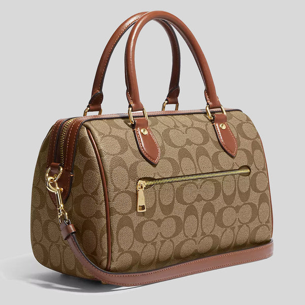 COACH Rowan Satchel In Signature Canvas Khaki/Saddle CH280