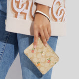 Coach Corner Zip Wristlet In Signature Canvas With Nostalgic Ditsy Print Light Khaki Multi CH478