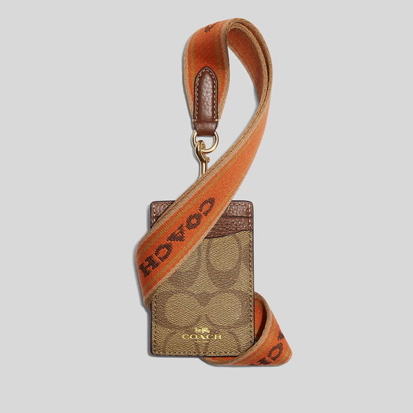 Coach Id Lanyard In Signature Canvas Khaki/Canyon Multi CH713