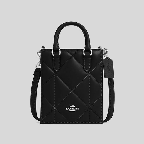 Coach North South Mini Tote With Puffy Diamond Quilting Black CJ580