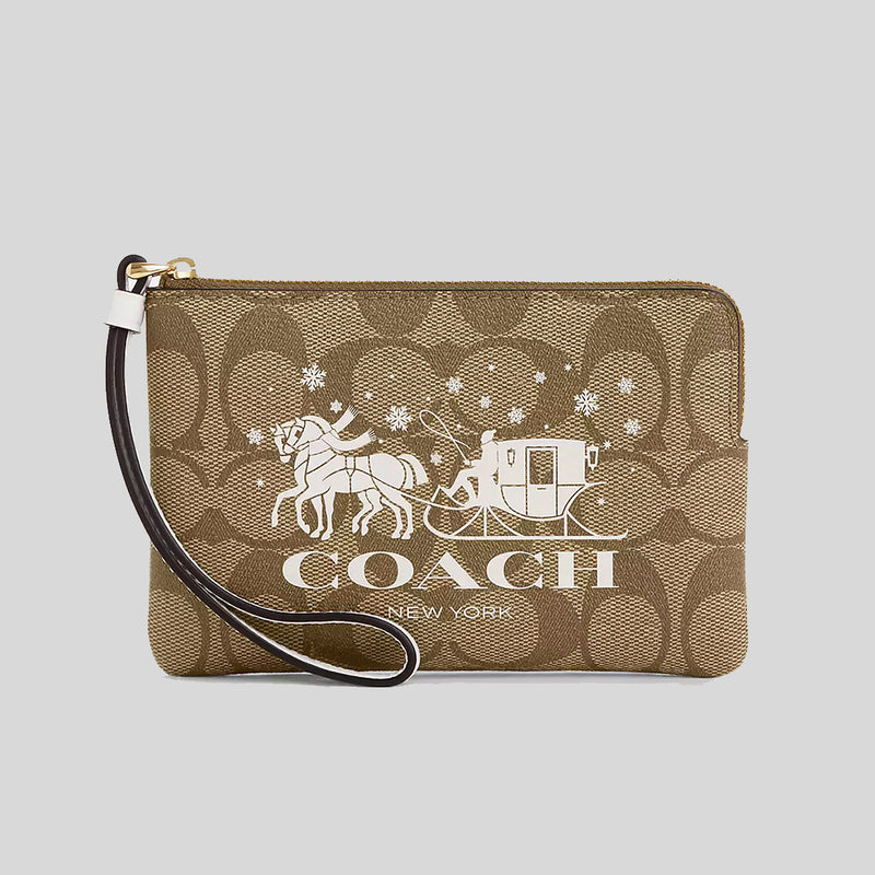 Jes corner zip wristlet cheap with horse and carriage