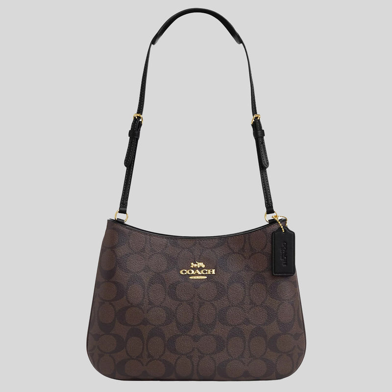 COACH Penelope Shoulder Bag In Signature Canvas Brown/Black CO953