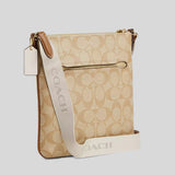 COACH Mini Rowan File Bag In Signature Canvas With Stripe Light Khaki Multi CR248