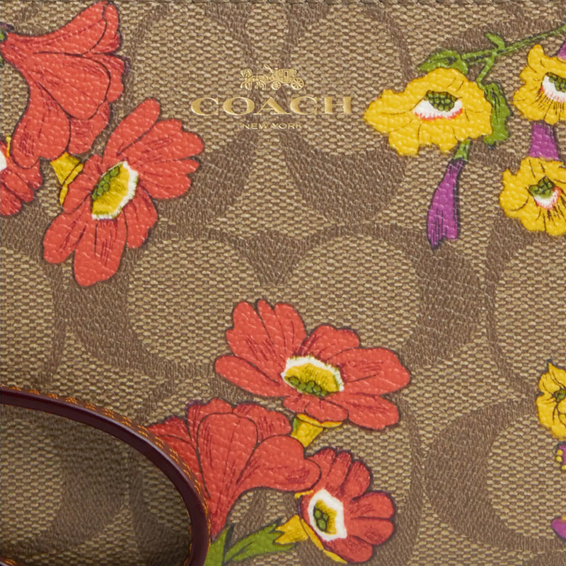 COACH Corner Zip Wristlet In Signature Canvas With Floral Print CR814