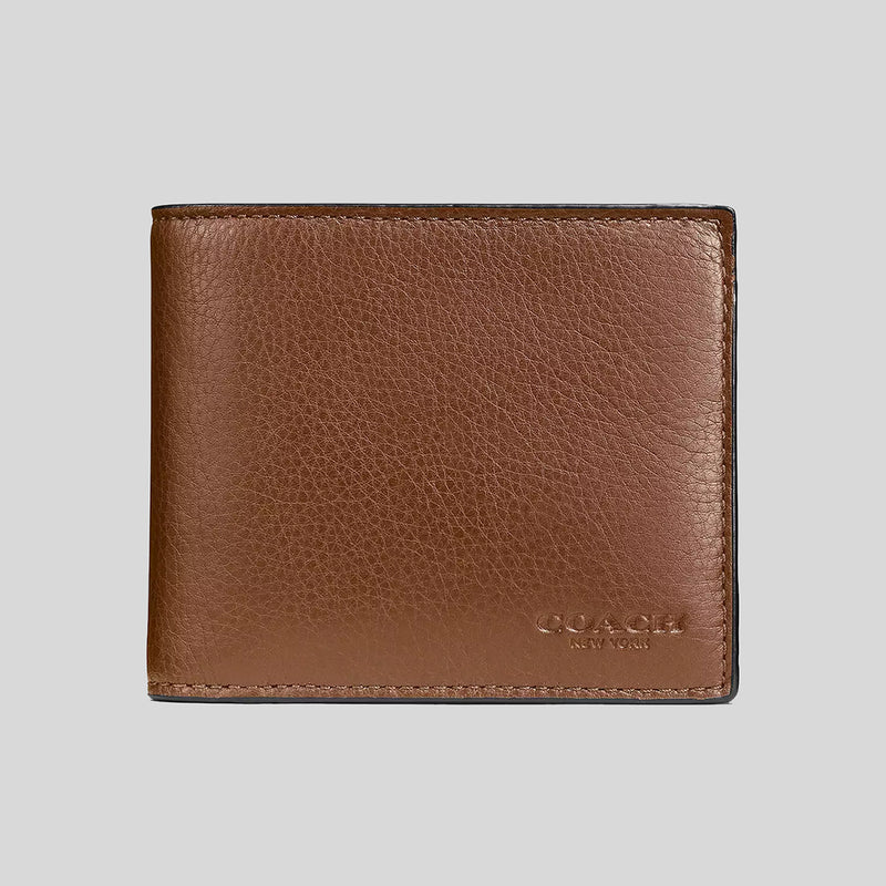 COACH Men's 3 In 1 Wallet In Smooth Calf Leather Dark Saddle CR911