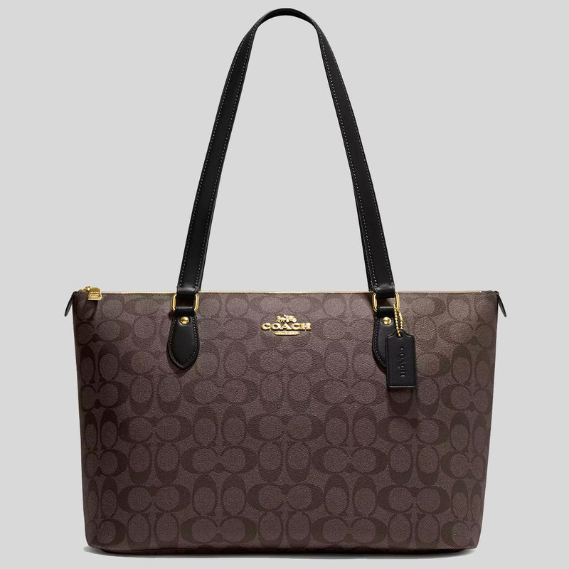 COACH Gallery Tote Bag In Signature Canvas Brown/Black CS187