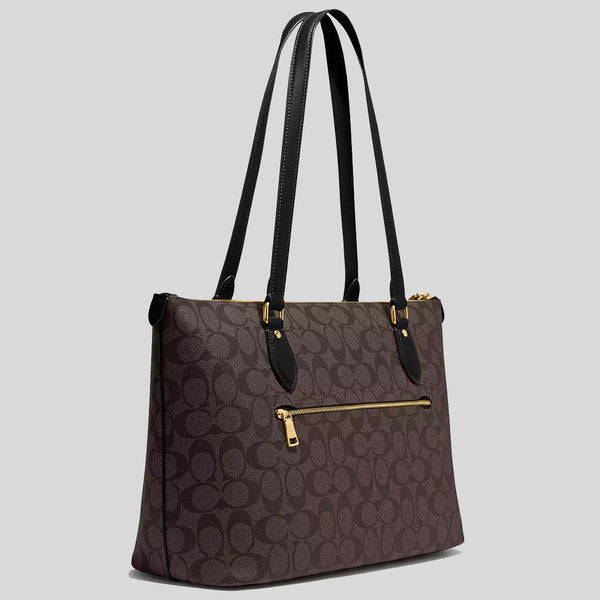 COACH Gallery Tote Bag In Signature Canvas Brown/Black CS187