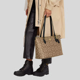 COACH Gallery Tote Bag In Signature Canvas Khaki/Black CS187