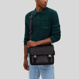 COACH Racer Messenger In Signature Canvas Charcoal/Black CT716