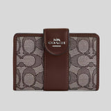 COACH Medium Corner Zip Wallet In Signature Jacquard Oak/Maple CU987