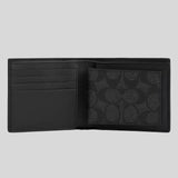 COACH Men's 3 In 1 Wallet In Signature Canvas Charcoal/Black CW380