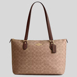 COACH Gallery Tote Bag In Signature Canvas Tan/Brown CW381