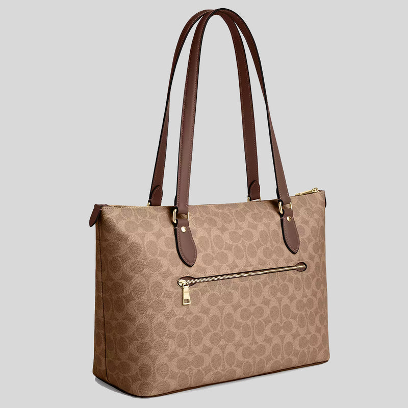 COACH Gallery Tote Bag In Signature Canvas Tan/Brown CW381